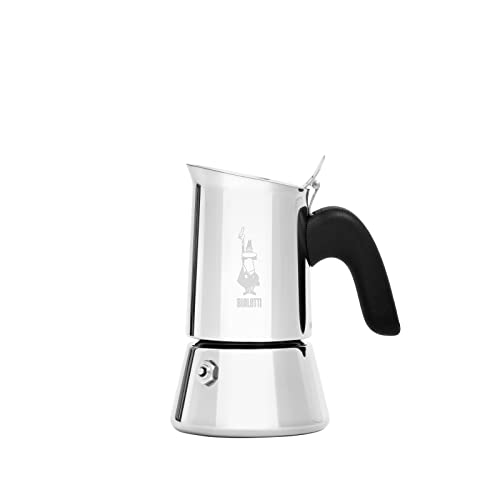Bialetti - New Venus, cafetera espresso de acero inoxidable, apta para todo tipo de estufas, 2 tazas (85 ml), aluminio, plata (no apta para inducción)