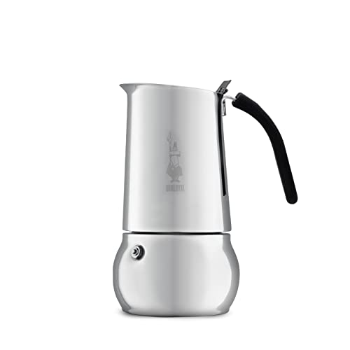 Bialetti Caffettiera Acciaio Inox Kitty New 6 Tazze Bachilite Made in Italy, 6 Cups