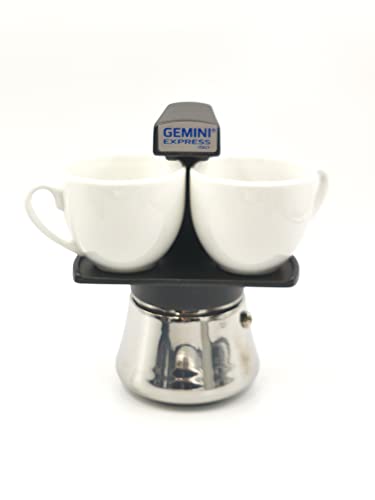 Generico Café Espresso GEMINI negro para inducción o cocina clásica 1 y/o 2 tazas, para un café cremoso