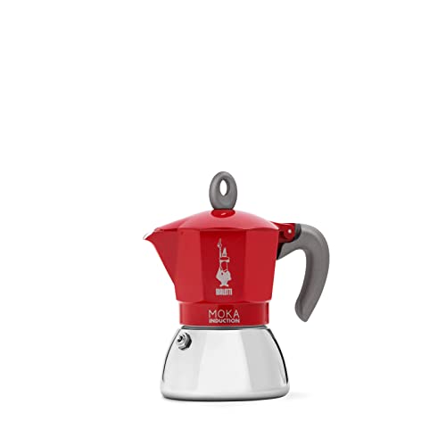 Bialetti - Cafetera Moka de Inducción, Adecuada para todo tipo de Placas, 6 Tazas de Café Espresso (270 Ml), Rojo