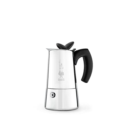 Bialetti - Musa de Inducción, Cafetera Italiana para Espressos de acero inoxidable, adecuado para todo tipo de Placas, 4 Tazas de café (190 Ml), Plateada