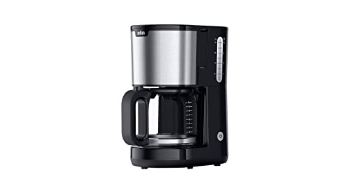 Braun PurShine KF1500BK, Cafetera de Filtro con Sistema OptiBrew, Función Antigoteo, Apagado Automático de Seguridad, Capacidad para 10 Tazas de Aroma, 1000W, Negro