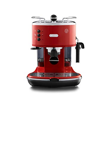 DeLonghi ECO 311 Cafetera automática independiente, 1100 W, 1.4 L, 15 bares, 2 tazas, acero inoxidable, rojo