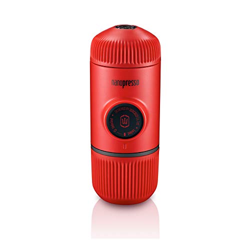 WACACO Nanopresso Cafetera Espresso Portátil, Versión Mejorada de Minipresso, 18 Bar de Presión, Cafetera de Viaje Extra Pequeña, Operada Manualmente, Rojo