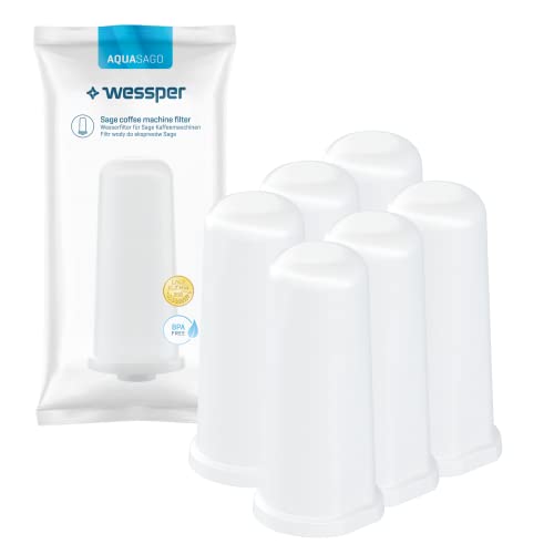 Wessper 6x Filtros de Agua para Sage Cafetera | Accesorios Barista, Recambio para Sage Claro Swiss, Sage Barista Express Pro SES008, SES875, BES920, BES810, SES878, SES880, SES810, SES980, SES992