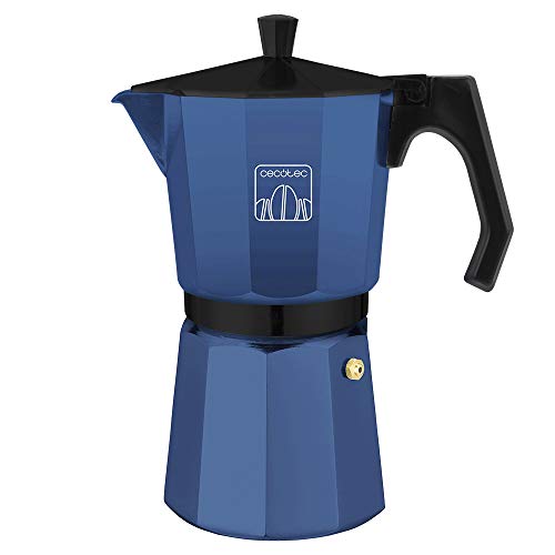 Cecotec cafetera Italiana MokClassic 1200 Blue. Fabricada en Aluminio Fundido, Apta para Todo Tipo de cocinas, para 12 Tazas de café