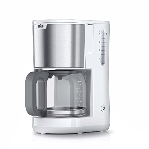 Braun PurShine KF1500WH, Cafetera de Filtro con Sistema OptiBrew, Función Anti Goteo, Apagado Automático de Seguridad, Capacidad para 10 Tazas de Aroma, 1000W, Blanco