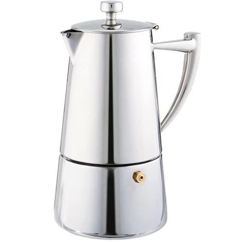 Cuisinox Roma-Cafetera 10 Tazas de café y Moka, Acero Inoxidable, Metalizado