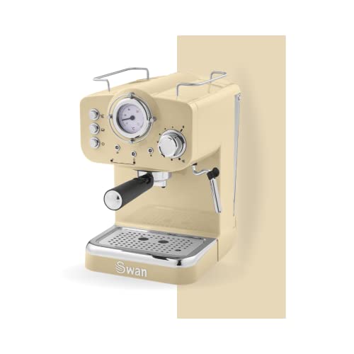 Swan Espresso Coffe Machine cafetera, 1100 W, 1.2 litros, Acero Inoxidable, Crema
