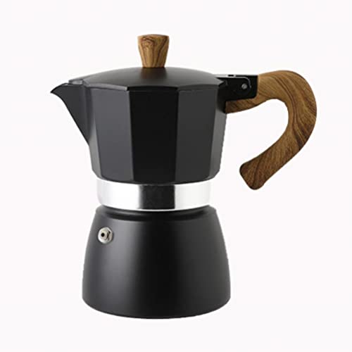 Atyhao Cafetera Espresso, 150ML/300ML Cafetera Espresso Portátil de Aluminio Moka para el Hogar Olla de Extracto Frío para Hacer Capuchino Latte (Black)