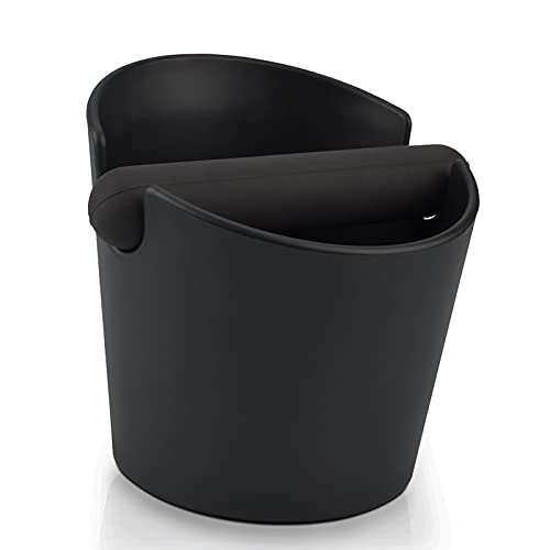 Café Knock Box Recipiente para los posos del café, ABS Plastico Caja Filtro de café con Barra de Goma, Barista Accesorios Negro