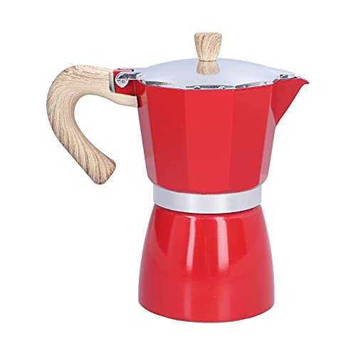 Cafetera, cafetera de cocina estilo italiano clásico con mango ergonómico, fácil de operar, limpieza rápida, para suministros para el hogar/hogar (rojo)