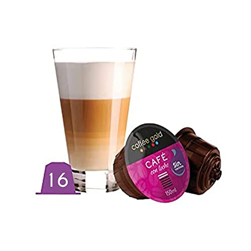 Coffee Gold - Cápsulas de Café con Leche Sin Lactosa - Compatibles con Dolce Gusto®* - Café con Aroma o Sabor Profundo - Tueste Artesanal y Controlado - Blends Propios - 16 Cápsulas de Café