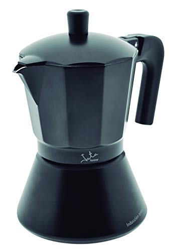 Jata CFI12 - Cafetera Italiana Inducción, Capacidad 12 Tazas, Apta para Todo Tipo de Cocinas, Cuerpo Aluminio, Negro