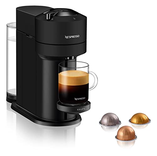 Nespresso VERTUO Next XN910N - Cafetera de cápsulas, máquina café expreso Krups, café diferentes tamaños, 5 tamaños tazas, tecnología Centrifusion, calentamiento 30s, Wifi, Bluetooth, Negro Mate