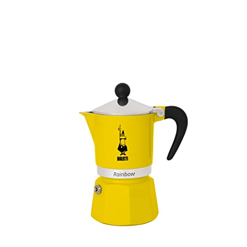 Bialetti Rainbow Cafetera Italiana Espresso, 6 Tazas, Aluminio, Amarillo