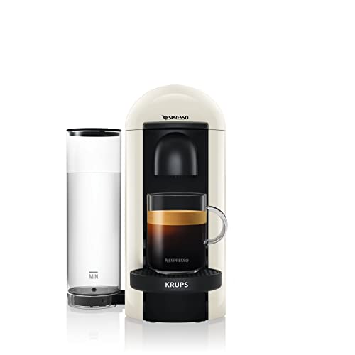 Krups Nespresso VERTUO Plus XN9031 - Cafetera de cápsulas, máquina de café expreso, café diferentes, 5 tamaños tazas, tecnología Centrifusion, calentamiento 40 segundos, Blanca