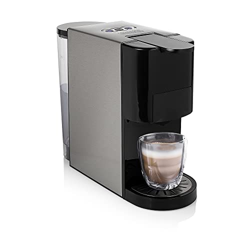 Princess 249450 Máquina de café multicápsulas con adaptadores para cápsulas Nespresso, Dolce Gusto, monodosis ESE y café molido, 19 bares de presión, depósito de agua extraíble de 800 ml, 1450 W