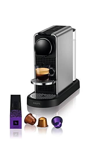 Krups Nespresso Máquina de café cápsula, cafetera espresso, 4 tamaños de taza, función de agua caliente, alerta de descalcificación intuitiva, Citiz Platinum, Titiane YY5077FD