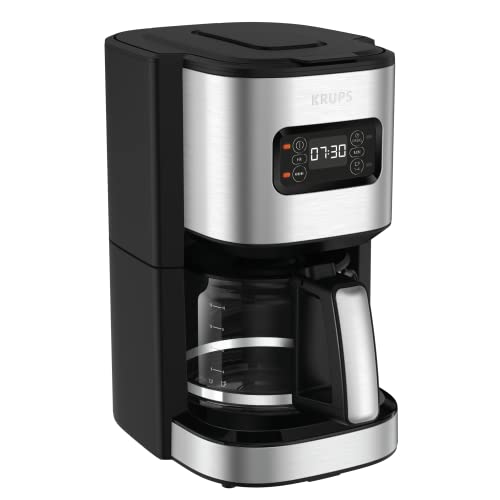 Krups Excellence KM480D10 - Cafetera eléctrica de acero inoxidable (1,25 L, programable, 24 horas, con función de 1/4 tazas, autoapagado, después de 30 minutos, antigoteo, KM480D10