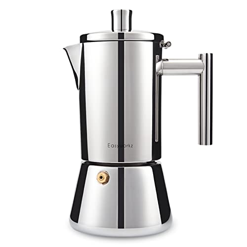 Easyworkz Diego Cafetera Italiana de Acero Inoxidable para Cocina de inducción,300 ml, 4-6 Tazas