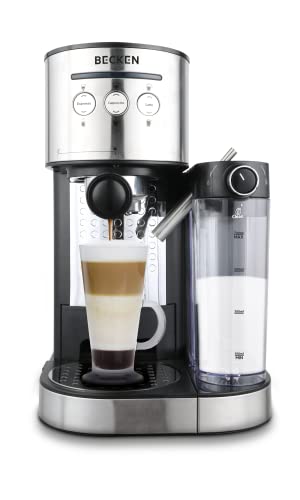 BECKEN Espresso Multifunción, Presión 15 Bares, Capacidad de 1.2L, 1400W, Acabados en Acero Inoxidable