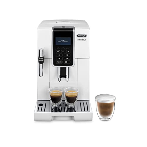 De'longhi Dinamica Ecam350.35.WH - Cafetera superautomática, 1450w, 15 bares presión, panel control intuitivo táctil lcd, personalización bebida, dispositivo cappuccino, 1.8 l, blanco