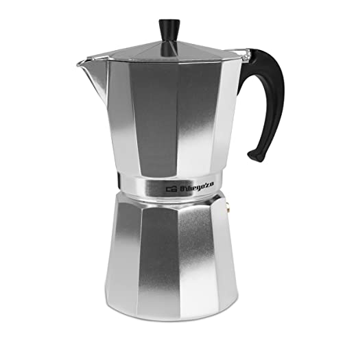 Orbegozo KF 1200 - Cafetera Italiana de Aluminio, 12 Tazas, Tapón de Seguridad, Filtro Desmontable