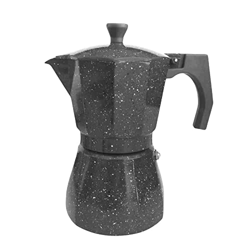 FAST WORLD SHOPPING ® Cafetera Napoletana 6 tazas Moka Express efecto piedra máquina de café expreso café