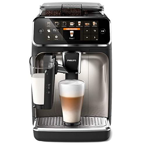 Philips Serie 5400 Cafetera Superautomática - Sistema de Leche LatteGo, 12 Variedades de Café, Pantalla Intuitiva, 4 Perfiles de Usuario, Cromado (EP5447/90)