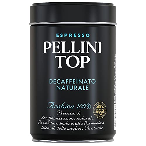 Pellini Caffè, Pellini Top 100% Arábica Para Cafetera Moka Descafeinado Natural, 1 Lata de 250 gr