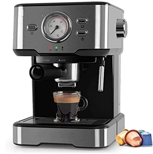 CAFETERA ESPRESSO automática para 1100 W. 20 Bar presión. Depósito 1.5 L. Compatible cápsulas Nespresso.