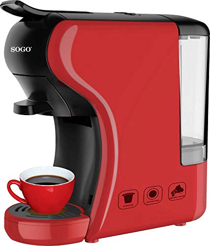 SOGO Cafetera de capsulas universal 3in1 - Cafetera Multicapsula Nespresso/Dolce Gusto/Espresso 19 Bares, 0.6, Rojo (SS-5675)