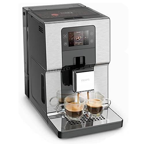 Krups Intuition Experience EA876D - Cafetera superautomática, pantalla táctil color, máquina de café con indicadores lumínicos, 17 bebidas personalizables, recetas personalizadas, acero inoxidable