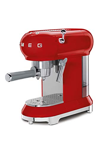 SMEG Máquina de café expreso ECF01RDEU, 1350 W, 1 Liter, Plástico, Rojo