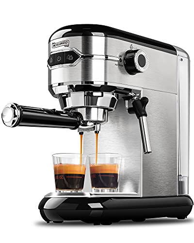 MICHELANGELO Máquina de espresso, cafetera de acero inoxidable, máquina de café Expresso con espumador de leche, cafetera pequeña para el hogar, máquina de café espresso de 15 bares Cappuccino,