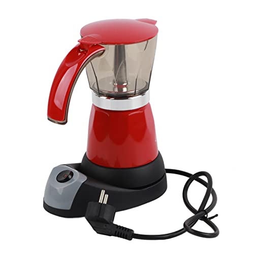 Cafetera moka eléctrica，Máquina de café con base eléctrica，6 tazas(Red)