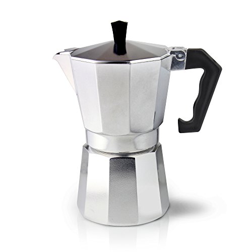 Cafetera Cafe Ole para 3 tazas de expreso estilo italiano, de aluminio, aluminio, 9 Cup (360ml), 9 Cup (360ml)