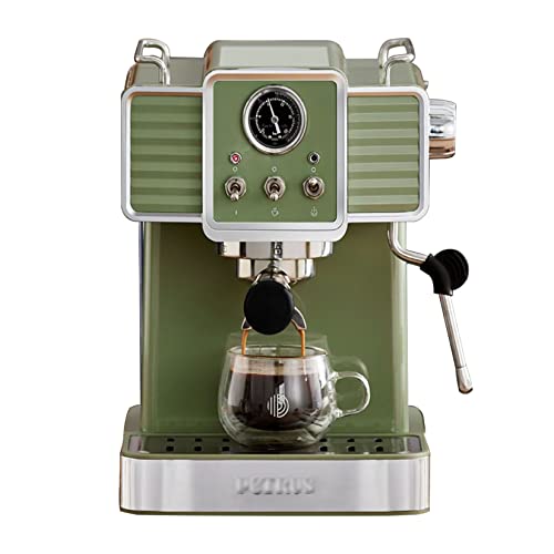 HAOEA JIAOYANG Máquina de Café Espresso Mecánica,depósito de Agua de 1,6 L,9 Bares,1350 W,Bandeja de Goteo Extraíble,Espumador de Leche