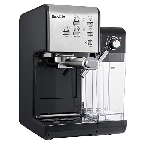 Breville Máquina de café y espresso PrimaLatte II | Bomba italiana con 19 bar | apta para café en polvo o monodosis | Espumador de leche automático integrado | Plata / rojo | VCF108X