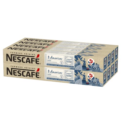 Nescafé Farmers Origins 3 Americas Lungo Cápsulas de Café 8x10 Unidades - Aprobado para Máquinas Nespresso