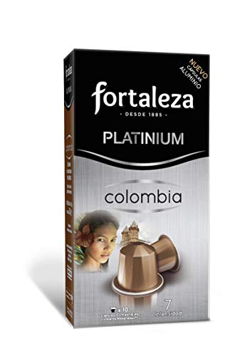 Café Fortaleza Platinium – Cápsulas Compatibles con Nespresso, de Aluminio, Café de Colombia, Puro Sabor, 100% Arábica, Tueste Natural, Pack 5x10 - Total 50 uds