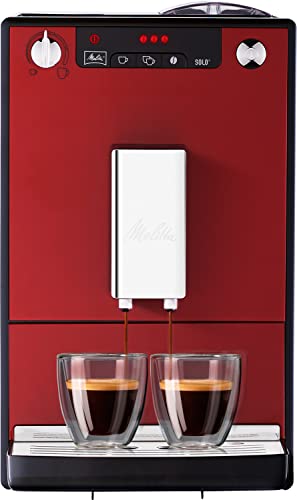 Melitta Solo E950-104, Cafetera Automática con Molinillo, 15 Bares, Café en Grano para Espresso, Limpieza Automática, Personalizable, Rojo
