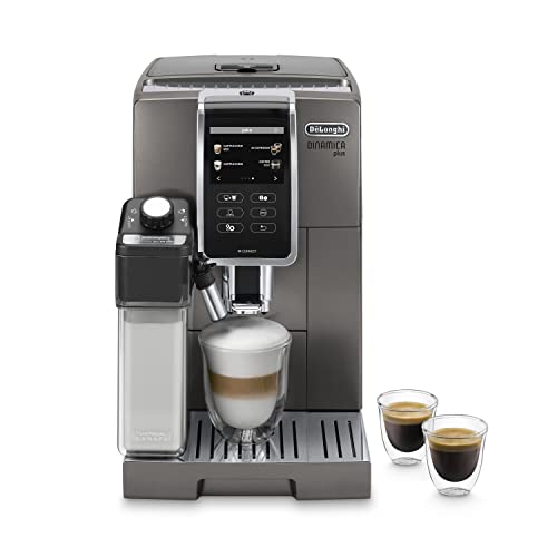 De'Longhi Perfetto Dinamica Plus, Máquina Automática de Café en Grano, Cappuccino, Espresso, ECAM370.95.T, Titanio, 2 L, Color Gris