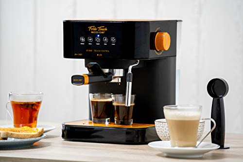 ECODE Cafetera Espresso Forte Touch, 20 Bar, Panel Táctil, Estructura INOX, Boquilla De Espuma Capuccinatore, 1.6 litros, Express, Bandeja Calienta Tazas, 1050W ECO-420
