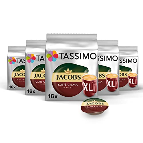 Tassimo Jacobs Caffè Crema Classico XL - 5 Paquetes (80 Porciones)