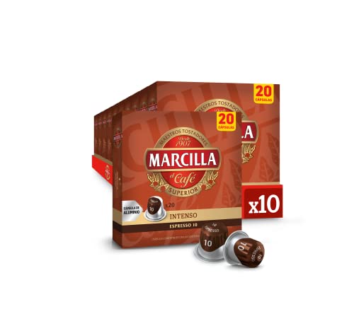 Marcilla Cápsulas de Café Intenso | Intensidad 10 | 200 Cápsulas Compatibles Nespresso (R)*