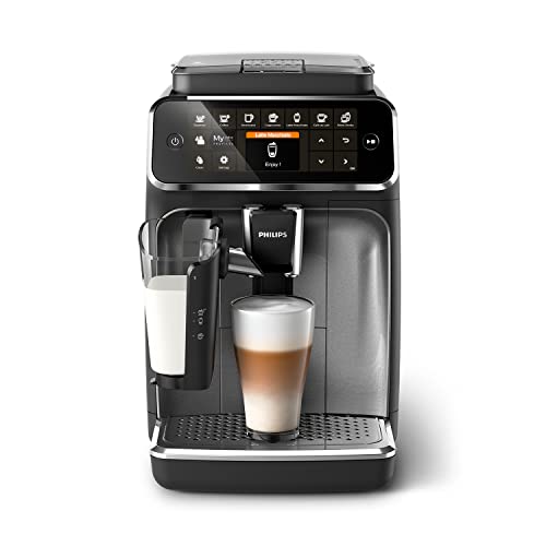 Philips Serie 4300 Cafetera Superautomática - Sistema de Leche LatteGo, 8 Variedades de Café, Pantalla Intuitiva, Negro (EP4346/70)