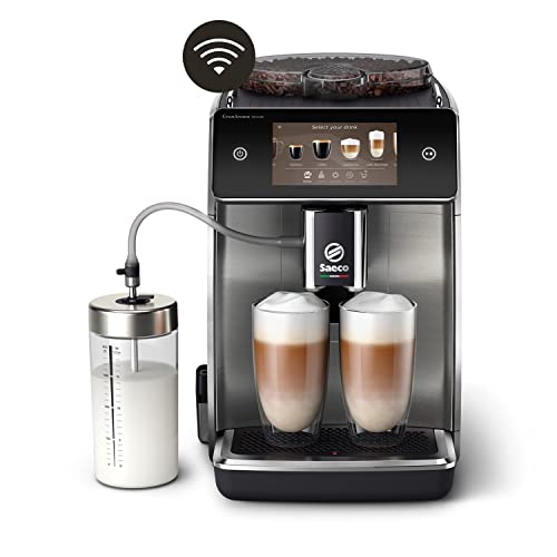 Saeco GranAroma Deluxe Cafetera Superautomática - Wi-Fi Integrado, 18 Variedades de Café, Pantalla Táctil Intuitiva, 6 Perfiles de Usuario, Molinillo de Cerámica (SM6685/00)