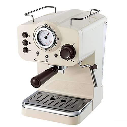 QYTEC kfj Máquinas de café semiautomáticas Máquina de espresso cafetera doble control de temperatura tipo vapor espumador de leche retro blanco (color: beige, tamaño: US)